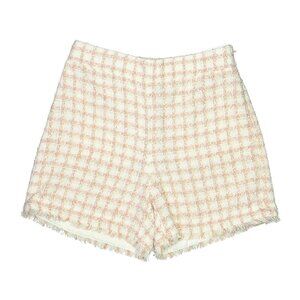 Ann Taylor Size 0 Ivory Cream & Pink Tweed High Rise Shorts Raw Hem